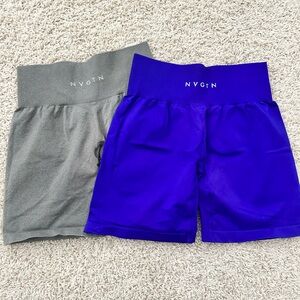 NVGTN Green and Blue High-Waisted Shorts
